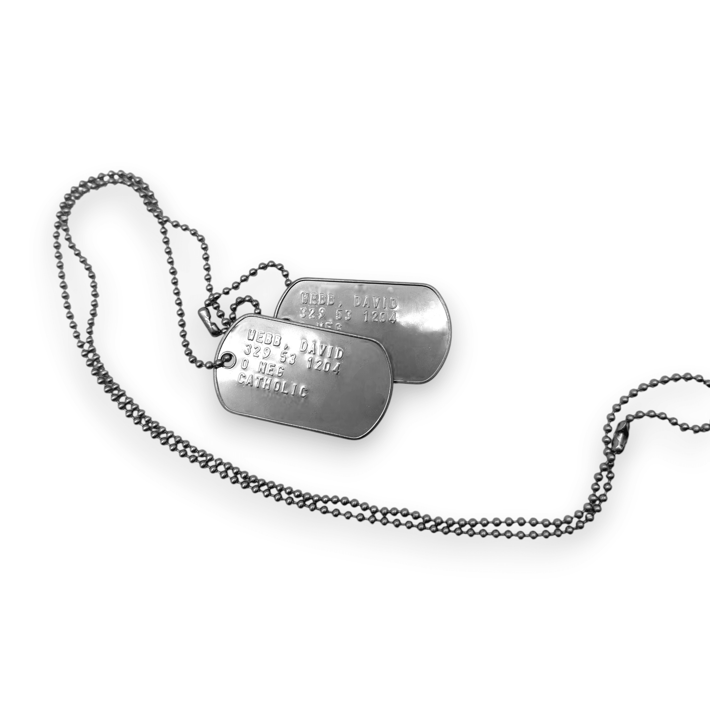 DAVID WEBB 'JASON BOURNE' Dog Tags - Costume Cosplay Prop Replica Military - Stainless Steel Chains Included - TheDogTagCo
