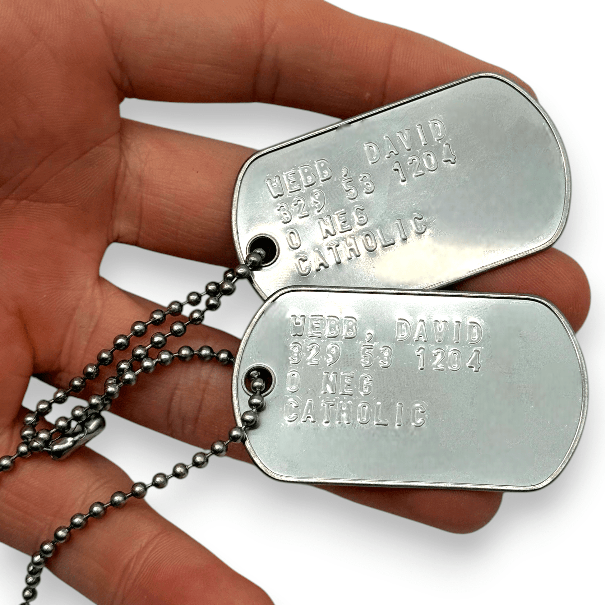 DAVID WEBB 'JASON BOURNE' Dog Tags - Costume Cosplay Prop Replica Military - Stainless Steel Chains Included - TheDogTagCo