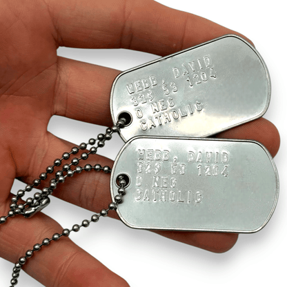 DAVID WEBB 'JASON BOURNE' Dog Tags - Costume Cosplay Prop Replica Military - Stainless Steel Chains Included - TheDogTagCo