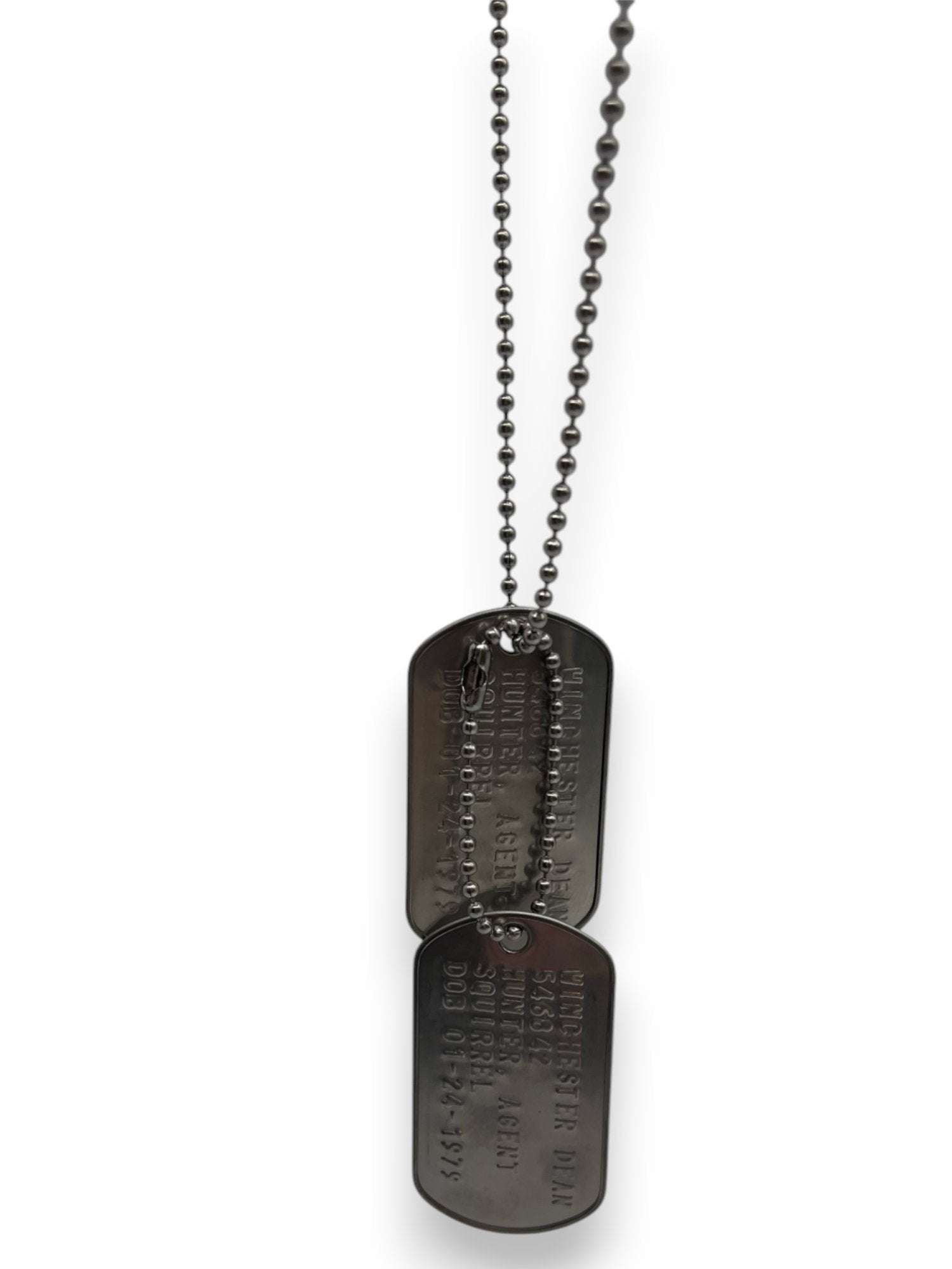 'DEAN WINCHESTER' Military Dog Tags - Cosplay Costume Prop Replica - Stainless Steel Chains Included (Copy) - TheDogTagCo