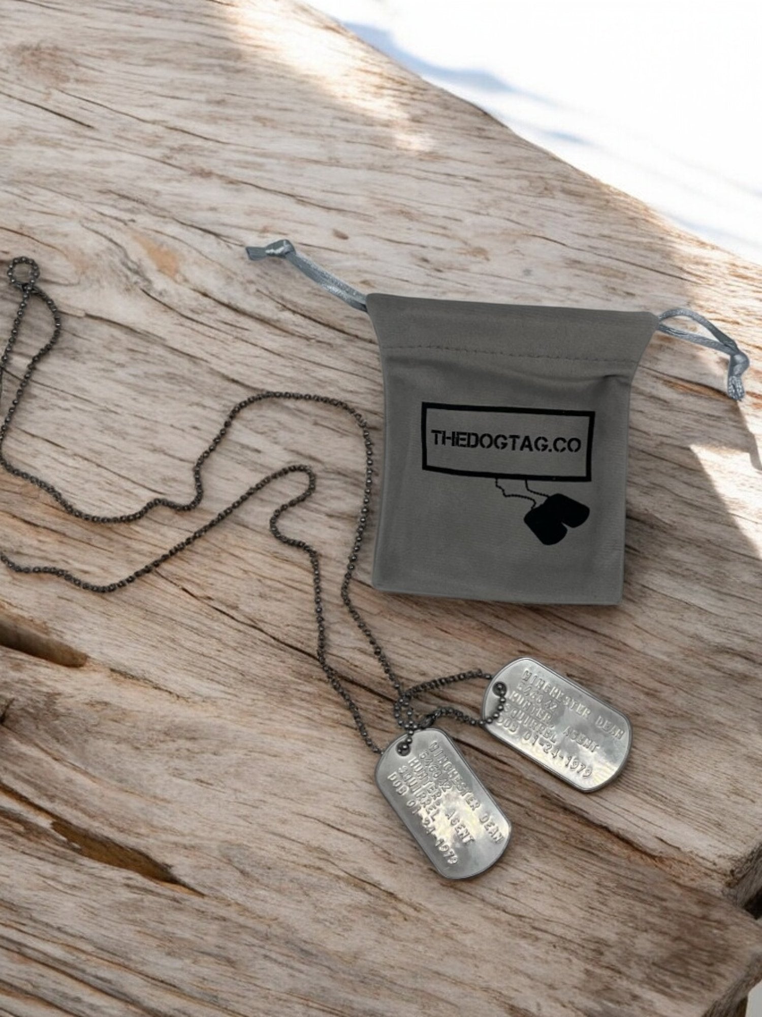 'DEAN WINCHESTER' Military Dog Tags - Cosplay Costume Prop Replica - Stainless Steel Chains Included (Copy) - TheDogTagCo