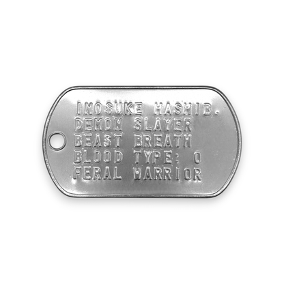 'INOSUKE HASHIBIRA' Dog Tags - Costume Cosplay Prop Replica Military - Stainless Steel Chains Included - TheDogTagCo