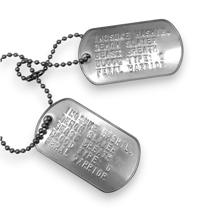 'INOSUKE HASHIBIRA' Dog Tags - Costume Cosplay Prop Replica Military - Stainless Steel Chains Included - TheDogTagCo