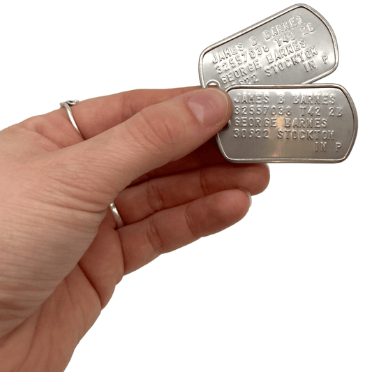 James Barnes 'Bucky' Military Dog Tags Set - Costume Cosplay Prop Replica - Stainless Steel - Chain Included - TheDogTagCo