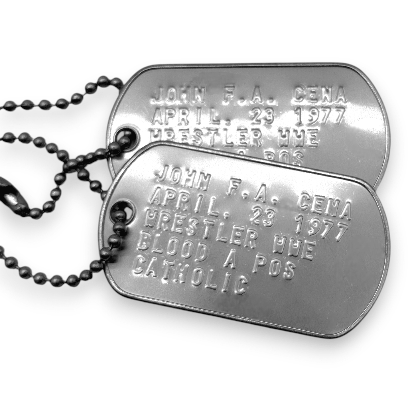 JOHN CENA Dog Tags - Costume Cosplay Prop Replica Military - Stainless Steel Chains Included - TheDogTagCo