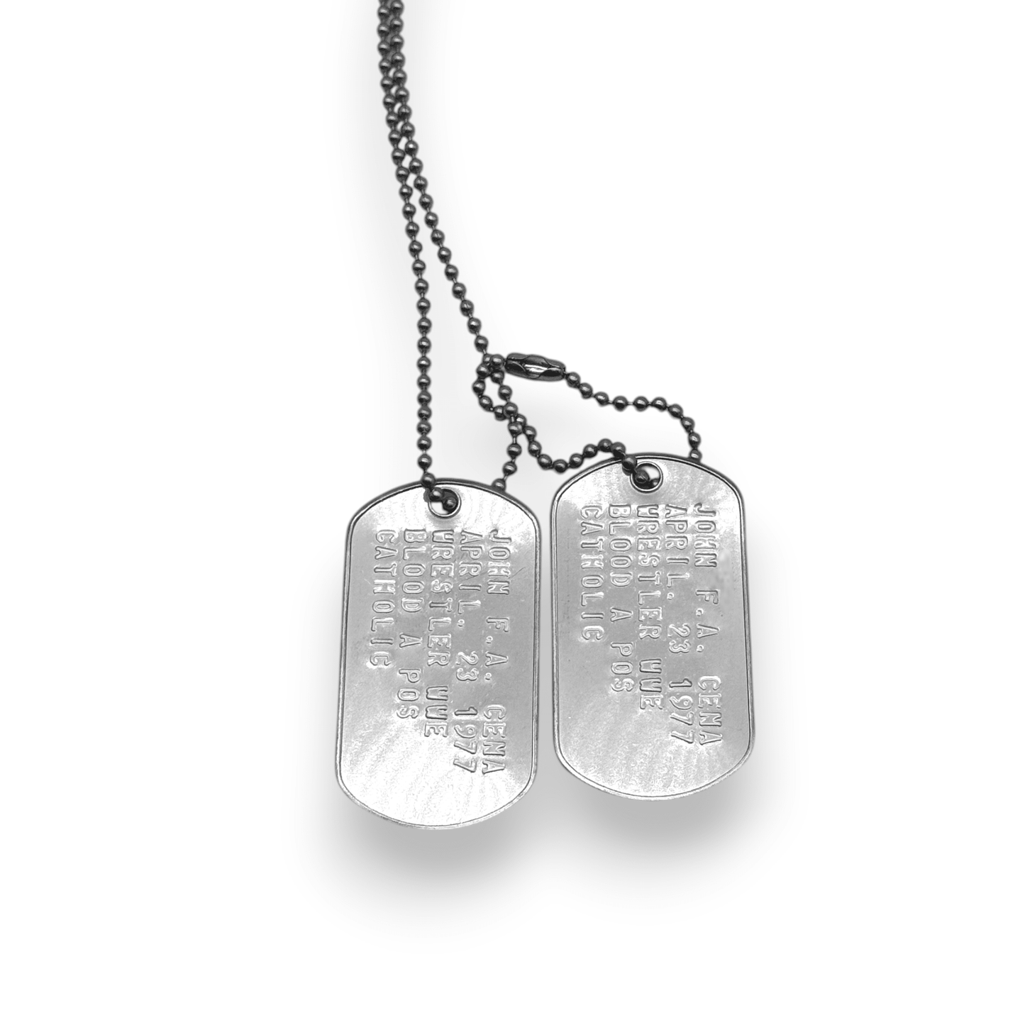 JOHN CENA Dog Tags - Costume Cosplay Prop Replica Military - Stainless Steel Chains Included - TheDogTagCo