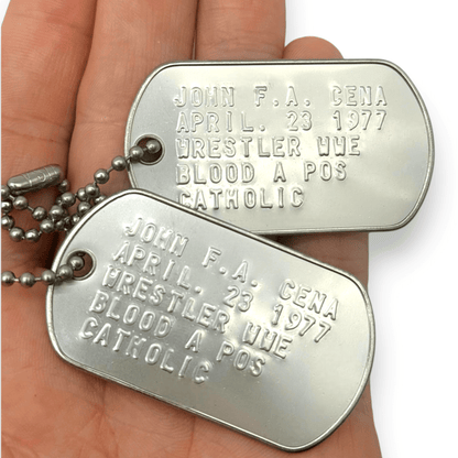 JOHN CENA Dog Tags - Costume Cosplay Prop Replica Military - Stainless Steel Chains Included - TheDogTagCo