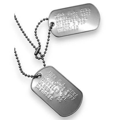 JOHN CENA Dog Tags - Costume Cosplay Prop Replica Military - Stainless Steel Chains Included - TheDogTagCo