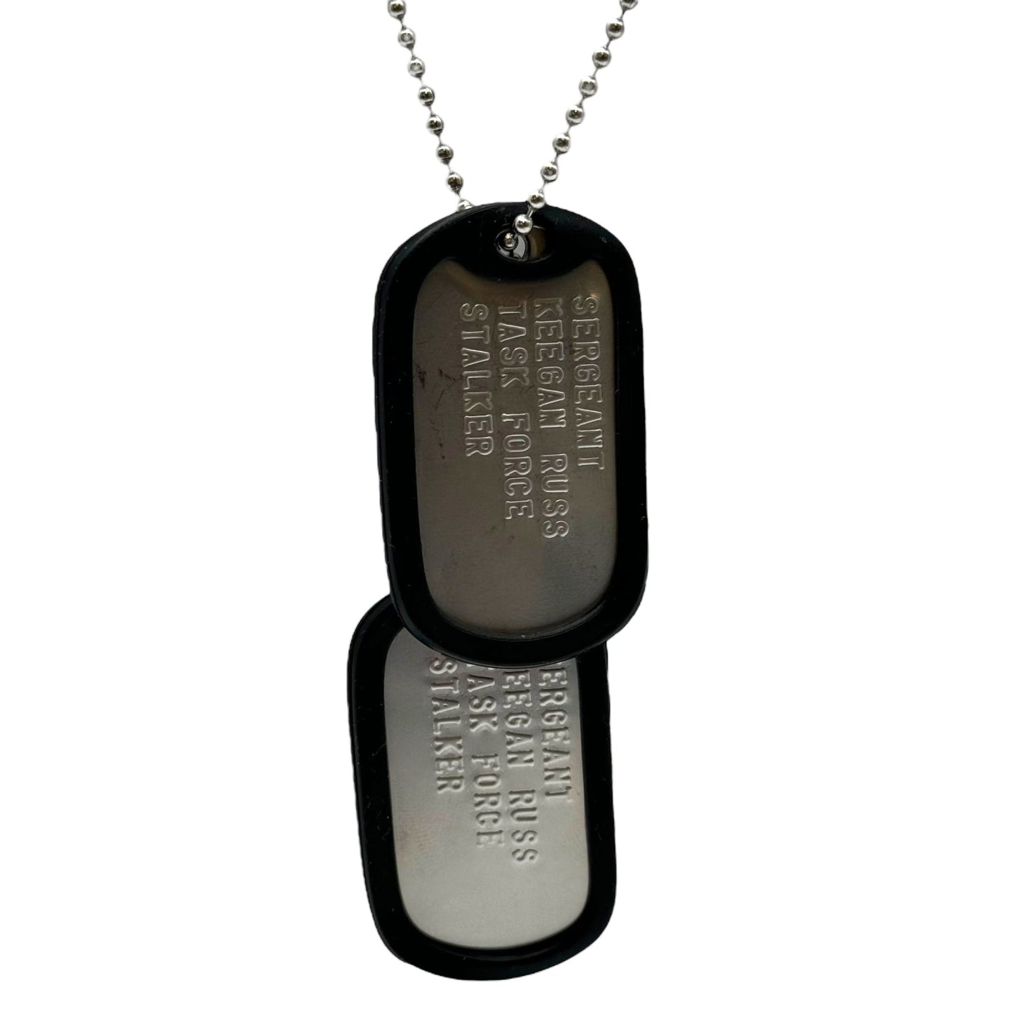 'KEEGAN RUSS' Military Dog Tags - Cosplay Costume Prop Replica - Stainless Steel Chains Included - TheDogTagCo