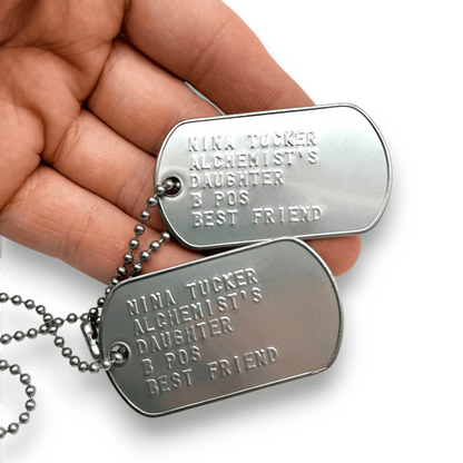 'NINA TUCKER' Dog Tags - Costume Cosplay Prop Replica Military - Stainless Steel Chains Included - TheDogTagCo