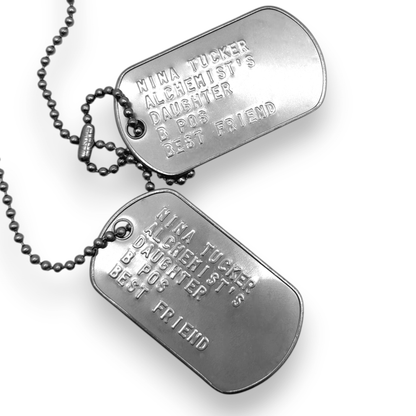 'NINA TUCKER' Dog Tags - Costume Cosplay Prop Replica Military - Stainless Steel Chains Included - TheDogTagCo