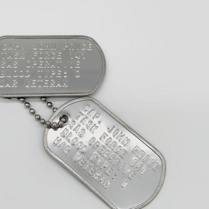 Captain John Price Military Dog Tag Set- Stainless Steel - Chains Included