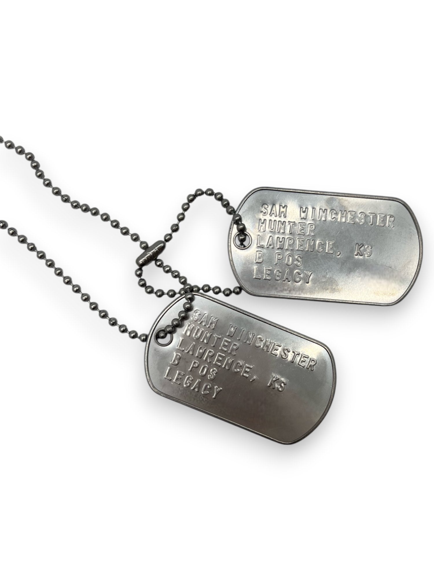 'SAM WINCHESTER' Military Dog Tags - Cosplay Costume Prop Replica - Stainless Steel Chains Included - TheDogTagCo