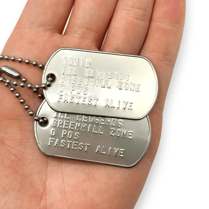 'SONIC THE HEDGEHOG' Dog Tags - Costume Cosplay Prop Replica Military - Stainless Steel Chains Included - TheDogTagCo