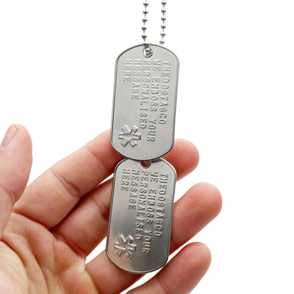 U.S. Personalised Customisable Stainless Steel Military Dog Tags with Embossed Star of Life - Set of 2 - By THEDOGTAGCO - TheDogTagCo