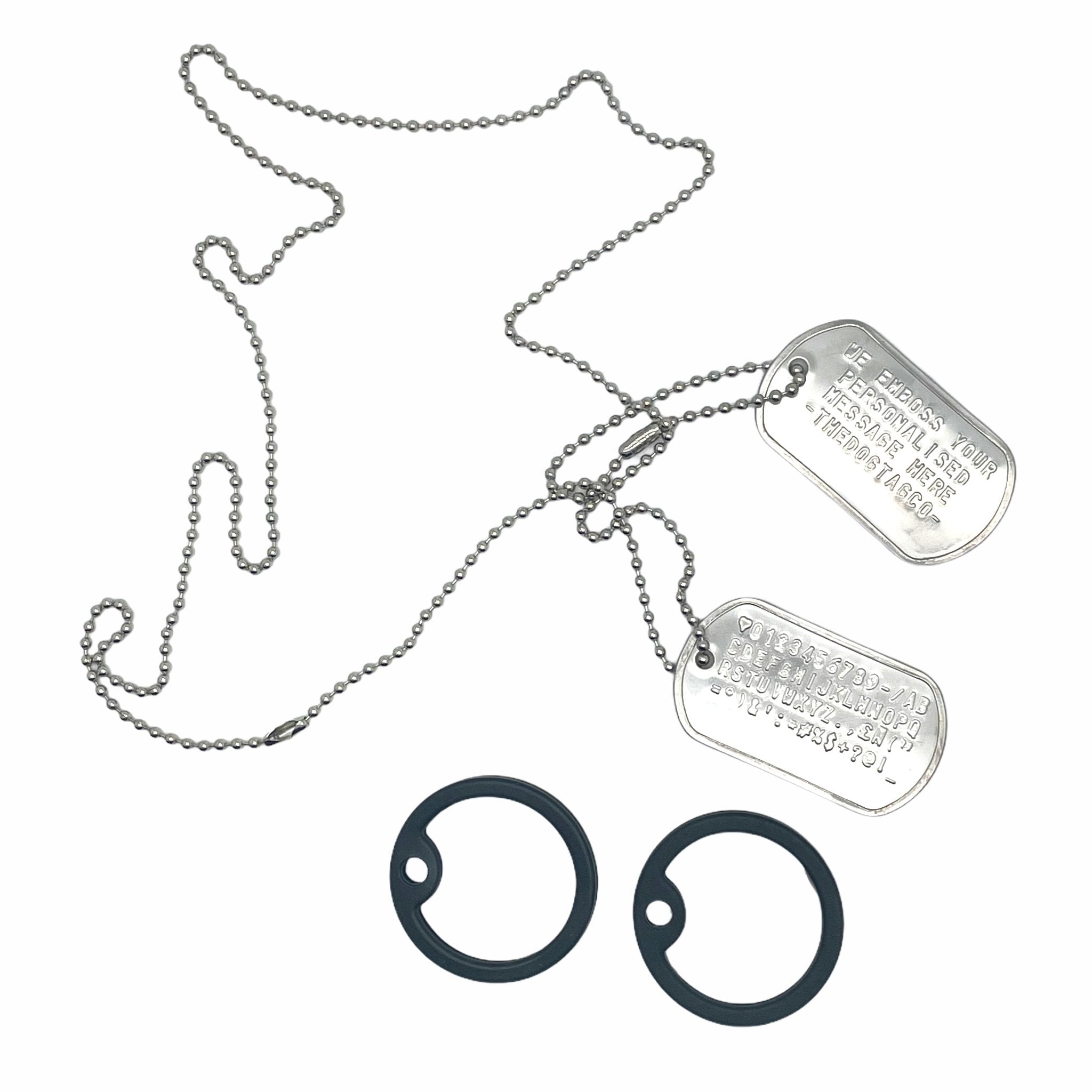 Personalised US Military Dog Tags Stainless Steel PAIR Set Embossed TheDogTagCo
