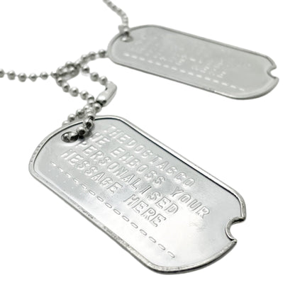 Authentic Personalised US Military Embossed Stainless Steel Dog Tags Pair Set - WW2 - pre 1965 Exact Replica - TheDogTagCo