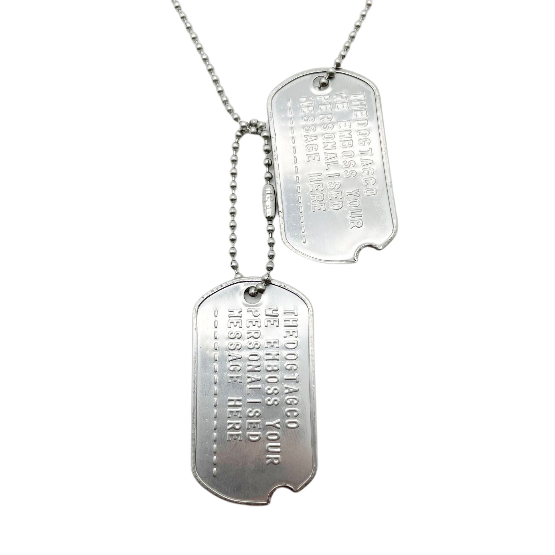 Authentic Personalised US Military Embossed Stainless Steel Dog Tags Pair Set - WW2 - pre 1965 Exact Replica - TheDogTagCo