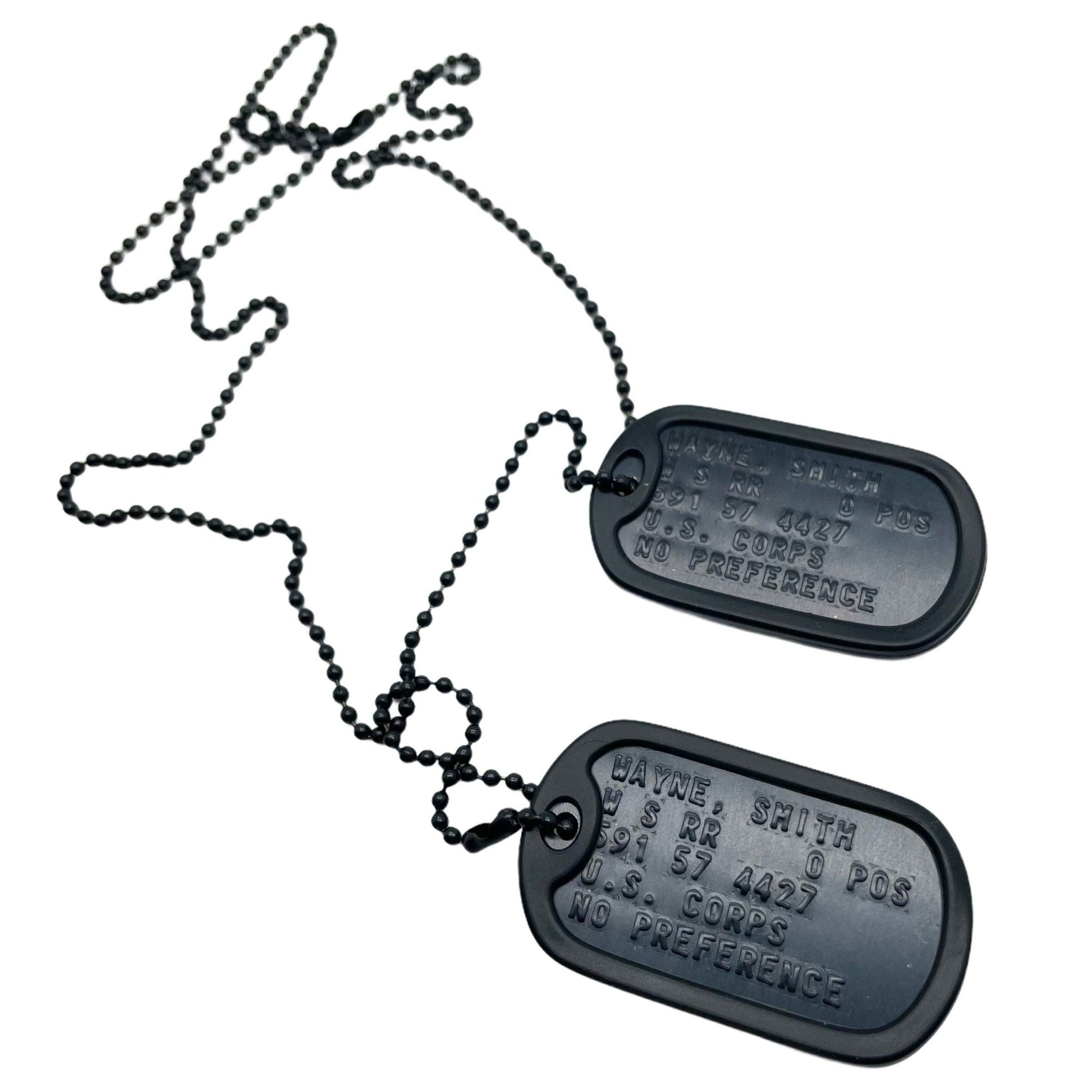 Black special forces u.s. military set personalised army dog tags anodized aluminium - chain & silencer included - made to order - TheDogTagCo