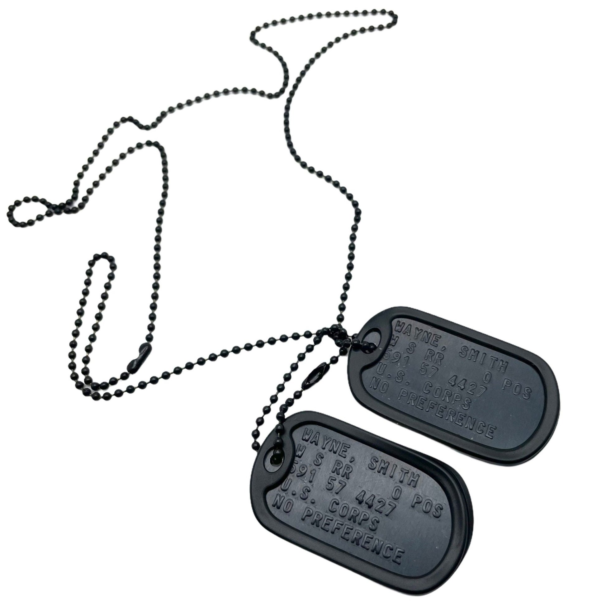 Black special forces u.s. military set personalised army dog tags anodized aluminium - chain & silencer included - made to order - TheDogTagCo