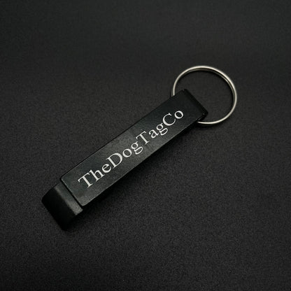 Bottle Opener Key Ring Keyring Jet Black Finish - TheDogTagCo - TheDogTagCo