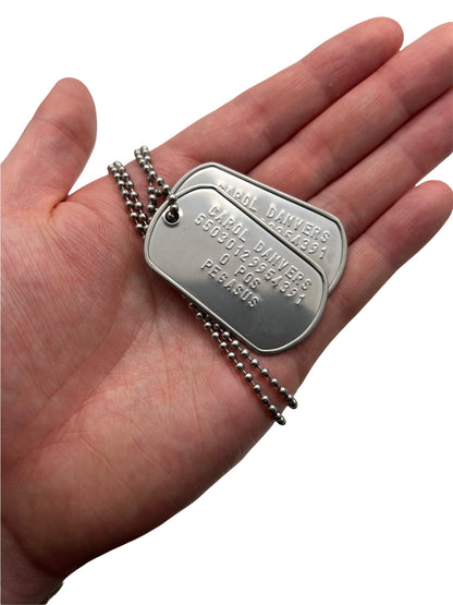'CAPTAIN DANVERS' Military Dog Tags - Cosplay Costume Prop Replica - Stainless Steel Chains Included - TheDogTagCo