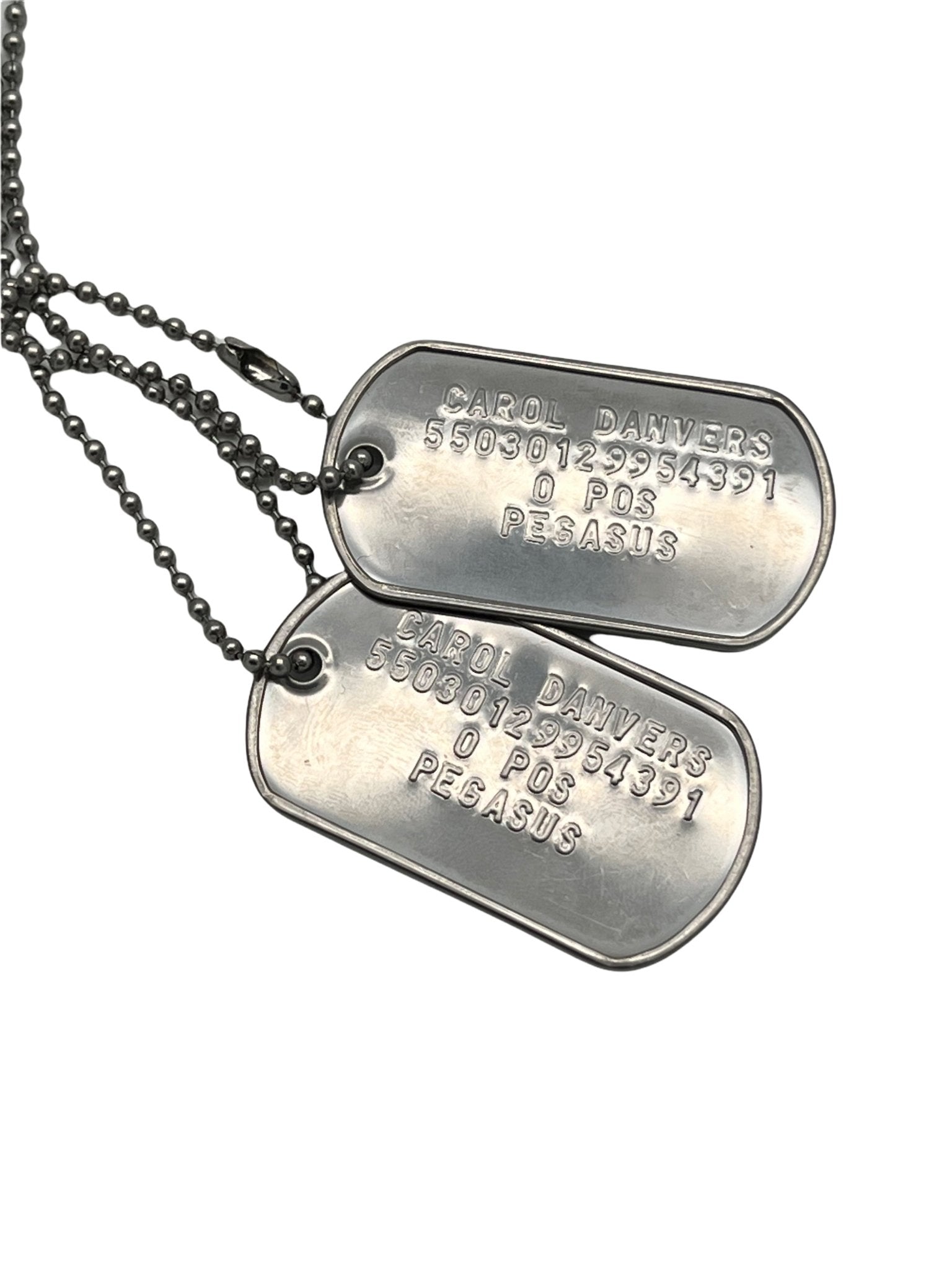 CAPTAIN DANVERS Military Dog Tags Cosplay Costume Prop Replica Stainless Steel Chains Included