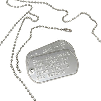 Chain Set With Tag Captain John Price Military Dog Tag Set- Stainless Steel - Chains Incl ...