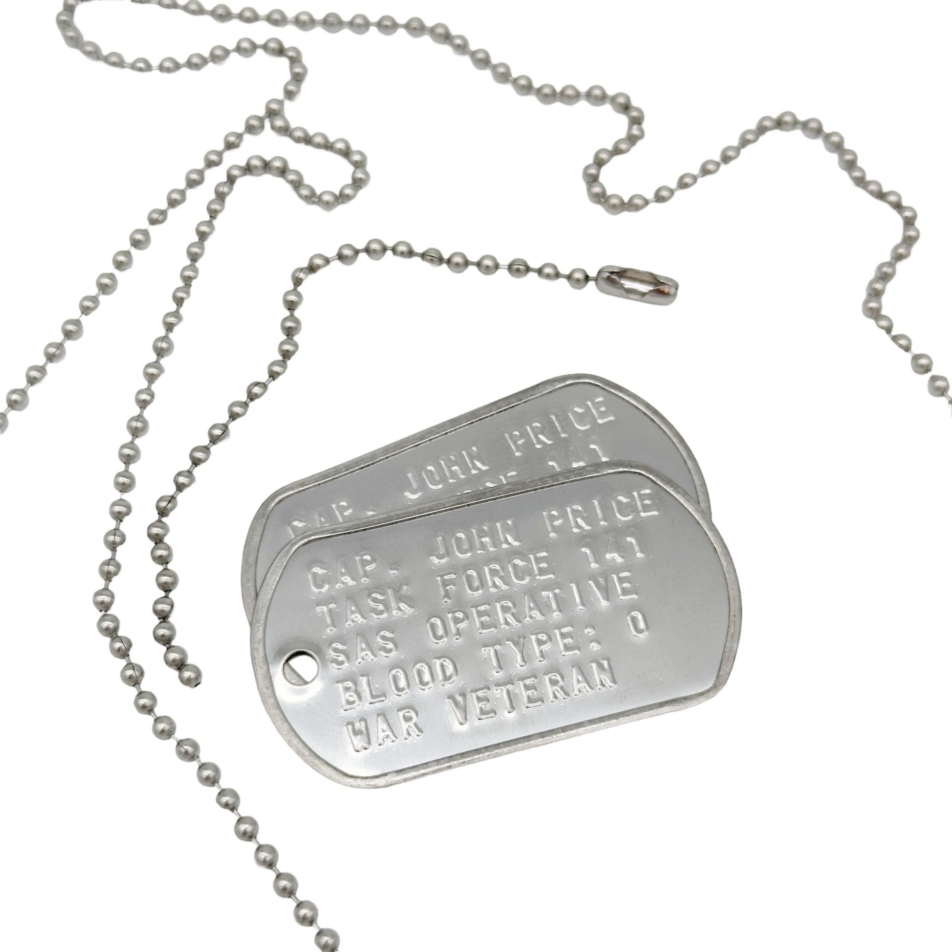 Captain John Price Military Dog Tag Set- Stainless Steel - Chains Included, TheDogTagCo