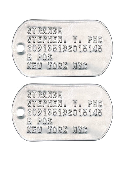 Doctor Stephen Strange Military Dog Tags - Costume Cosplay Prop Replica - Stainless Steel Chains Included - TheDogTagCo