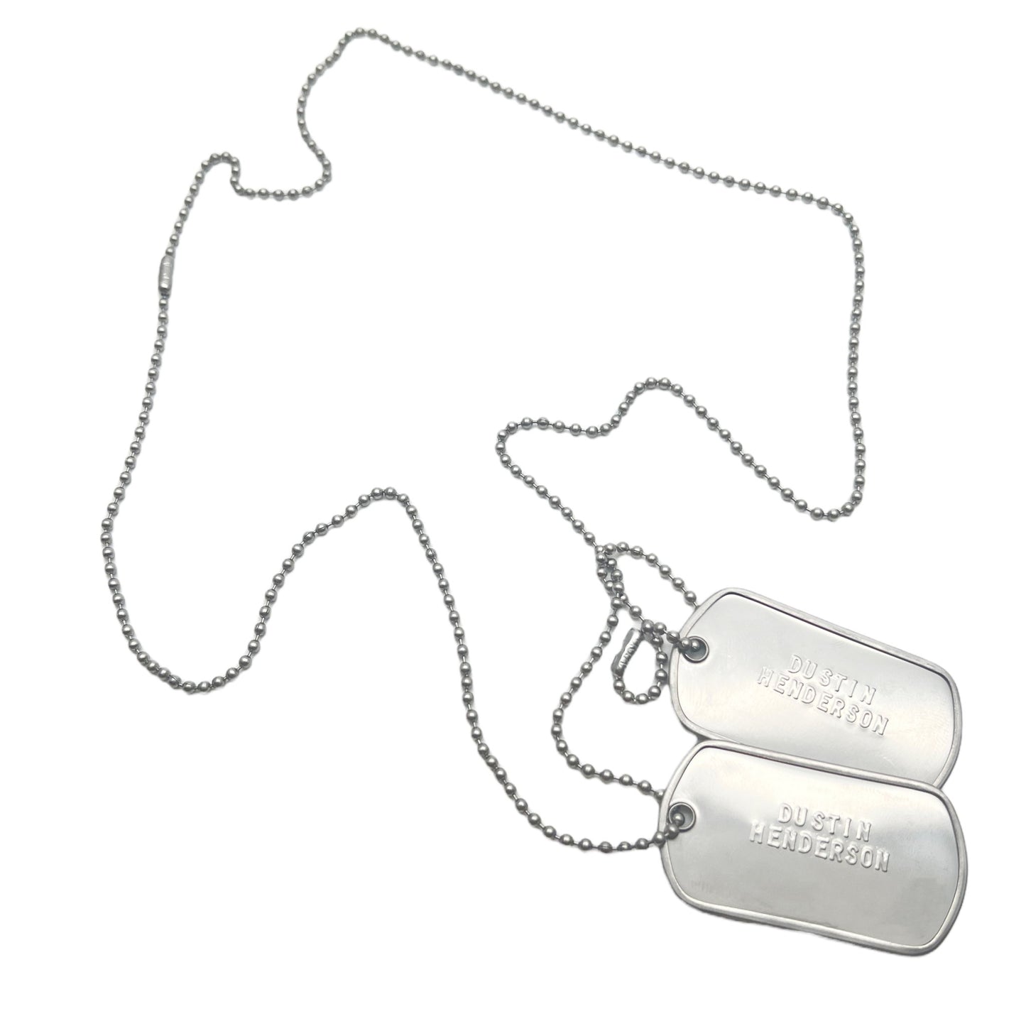 'DUSTIN HENDERSON' Dog Tags - Costume Cosplay Prop Replica Military - Stainless Steel Chains Included - TheDogTagCo