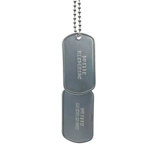 'DUSTIN HENDERSON' Dog Tags - Costume Cosplay Prop Replica Military - Stainless Steel Chains Included - TheDogTagCo