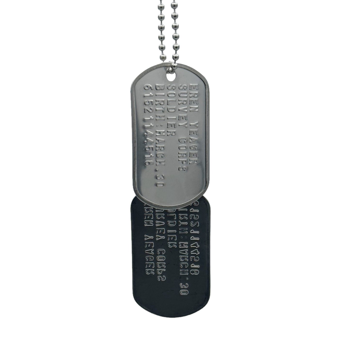 'EREN YEAGER' Dog Tags - Costume Cosplay Prop Replica Military - Stainless Steel Chains Included - TheDogTagCo