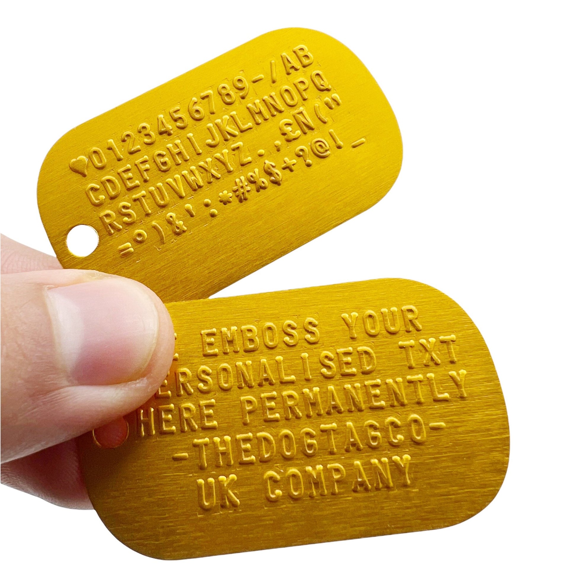 Genuine Army Dog Tag (Gold Personalised ID Dog Tag Army PAIR Set with Yellow Chains) - TheDogTagCo