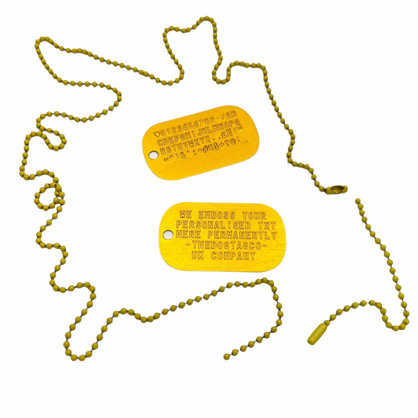 Genuine Army Dog Tag (Gold Personalised ID Dog Tag Army PAIR Set with Yellow Chains) - TheDogTagCo