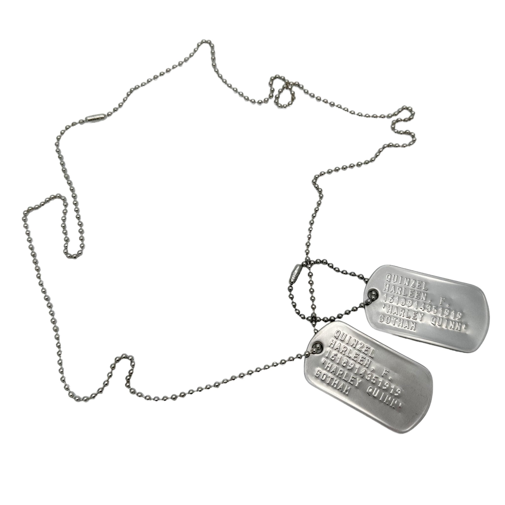 Harley Quinn Dog Tags Costume Cosplay Prop Replica Military TheDogTagCo