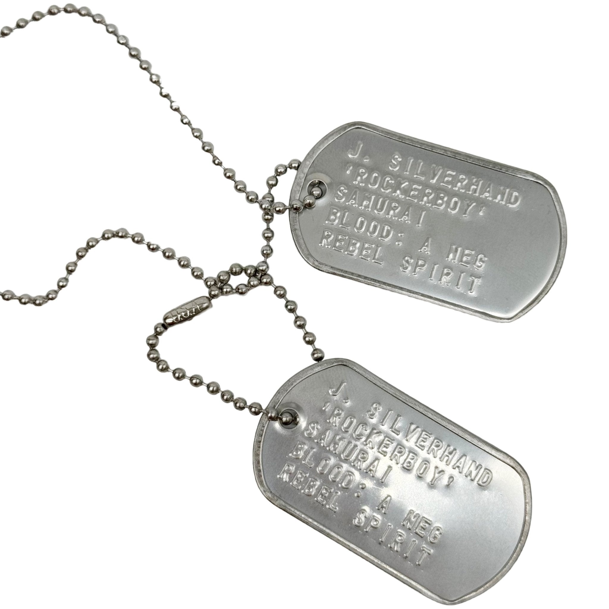 J SILVERHAND' Military U.S DOG TAGS Necklace Cosplay Pendant