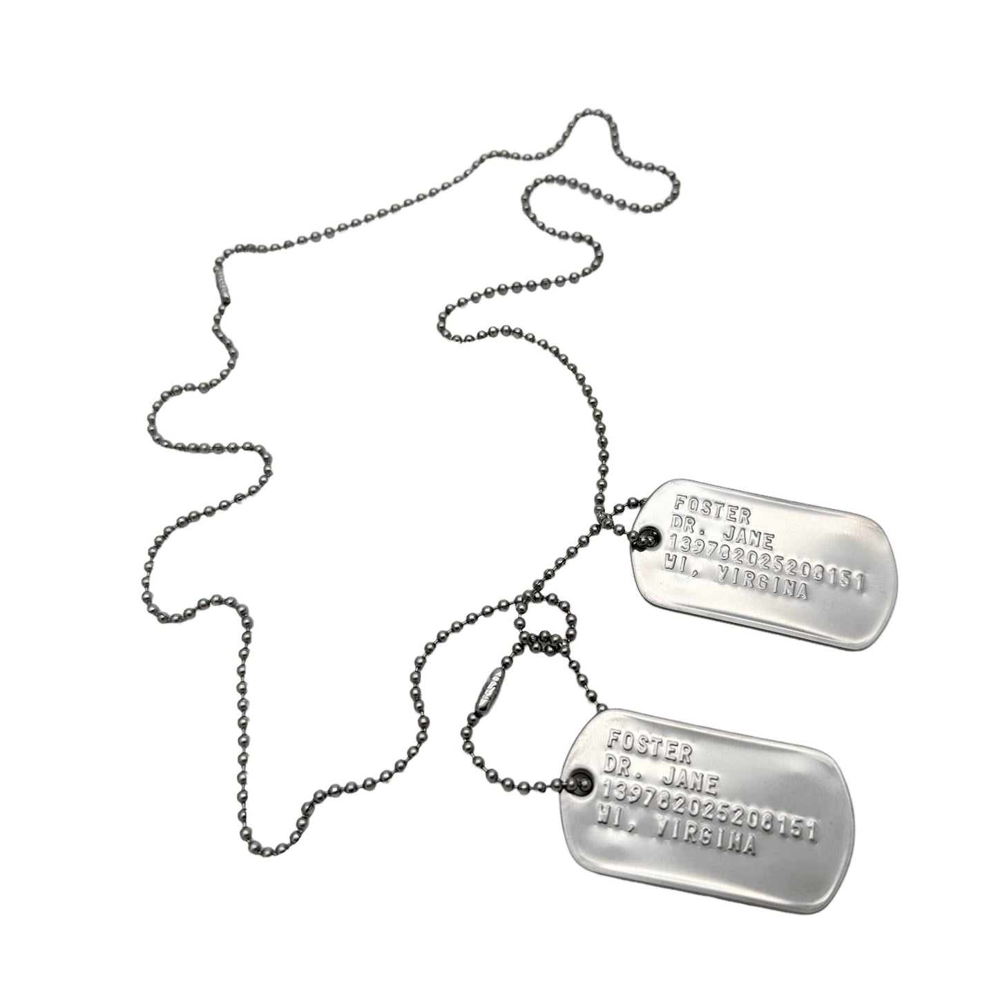 'JANE FOSTER' Dog Tags - Costume Cosplay Prop Replica Military - Stainless Steel Chains Included - TheDogTagCo