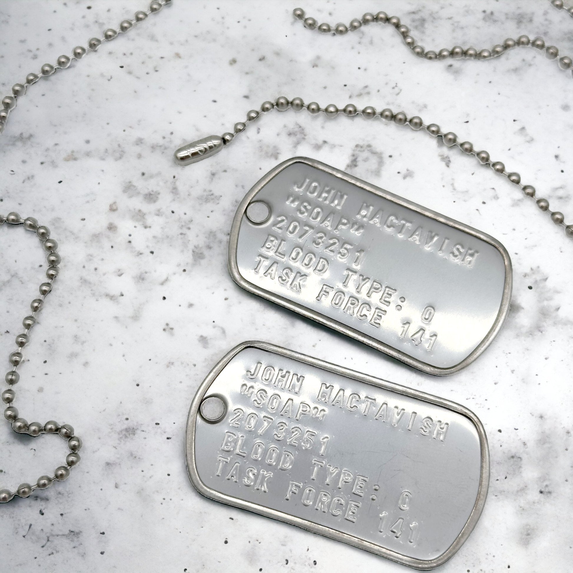 John 'Soap' MacTavish Military Dog Tag Set- Stainless Steel - Chains Included - TheDogTagCo