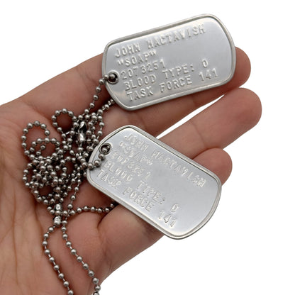 John 'Soap' MacTavish Military Dog Tag Set- Stainless Steel - Chains Included - TheDogTagCo