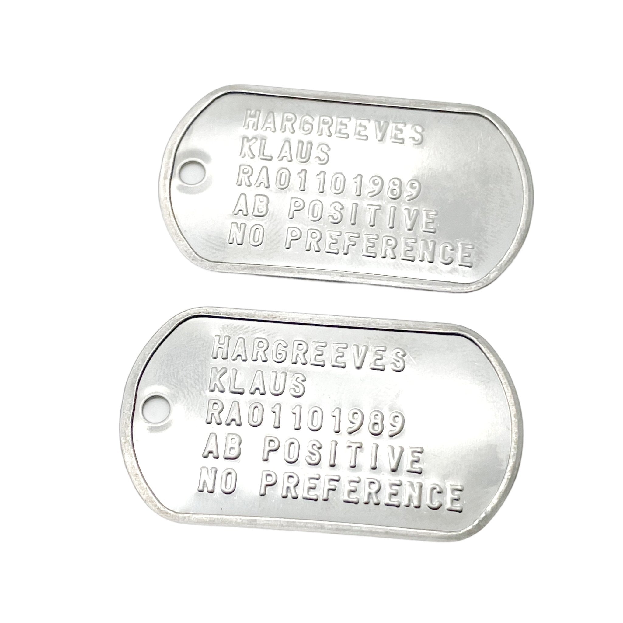 Military dog top tag information