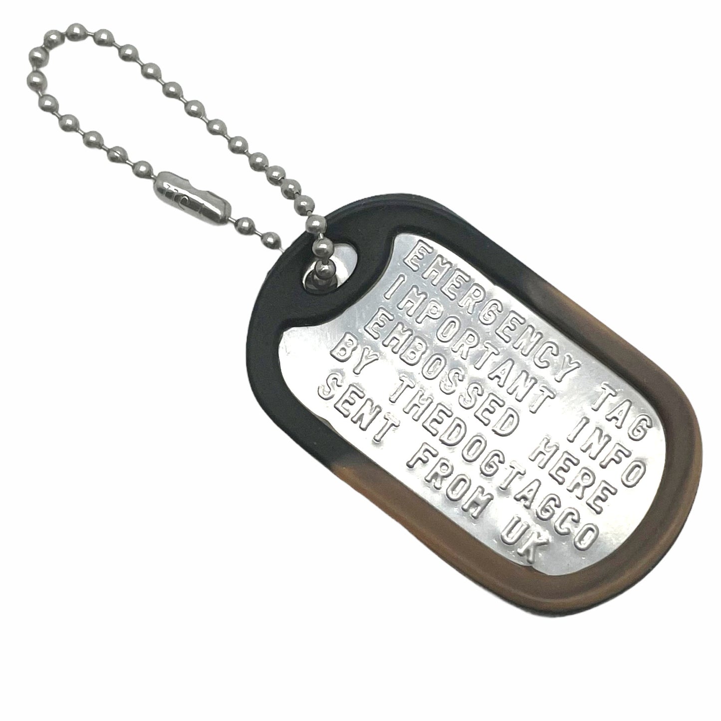 Military Dog Tag Stainless Steel Single Keychain, Emergency, Luggage Tag, Supplied supplied with 4" chain - TheDogTagCo