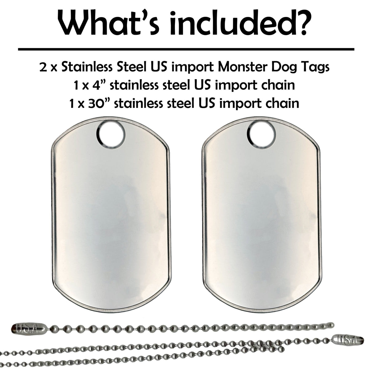 Blank Military Dog Tags - Shiny Finish | Ball Chain Mfg Blank Military Dog Tags - Shiny Finish | Ball Chain Mfg