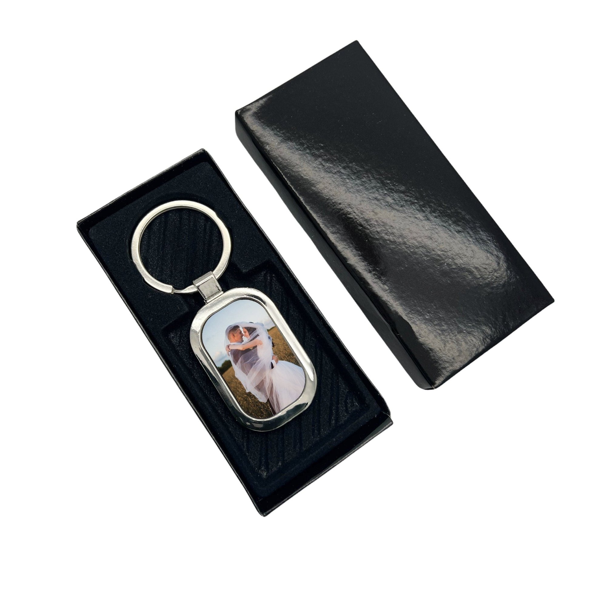 Personalised Photo Message Text ID Wedding Special Occasion Memory Tag Keyring with Gift Box - TheDogTagCo