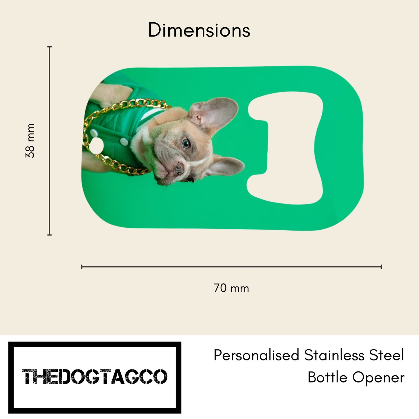 Personalised Photo Message Text Stainless Steel Bottle Opener Double Sided - TheDogTagCo