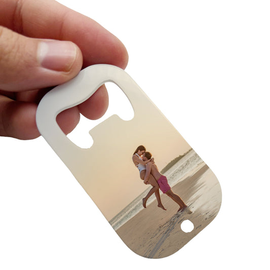 Personalised Photo Message Text Stainless Steel Bottle Opener Double Sided - TheDogTagCo