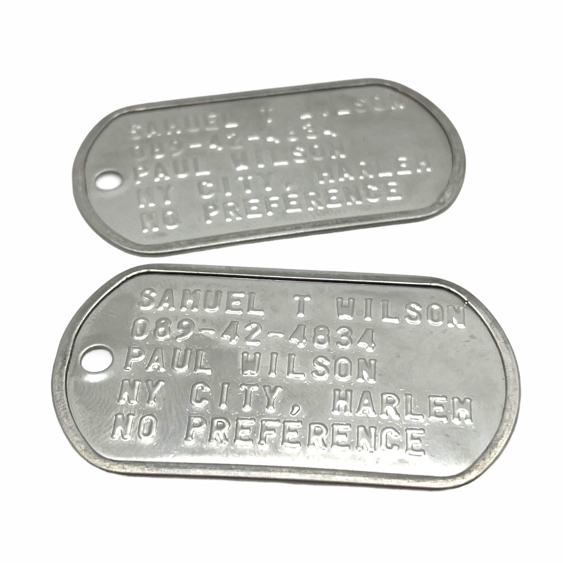 Samuel Thomas 'FALCON' Sam Wilson Military Dog Tags - Movie Costume Cosplay Prop - Stainless Steel - Chain&Silencers Included - TheDogTagCo