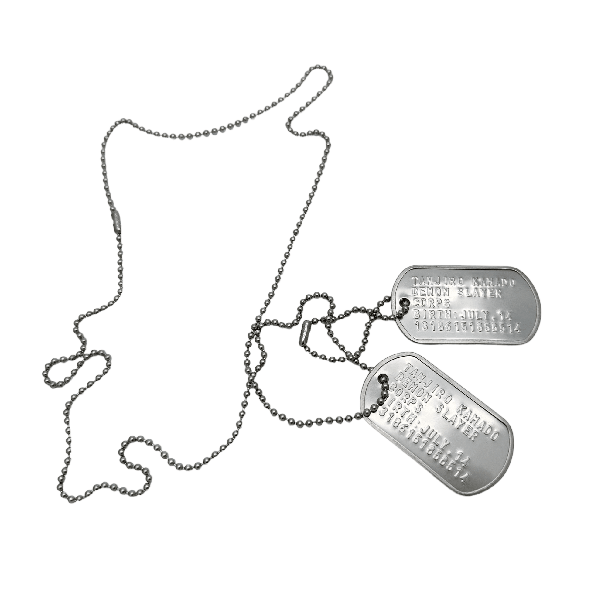 'TANJIRO KAMADO' Dog Tags - Costume Cosplay Prop Replica Military - Stainless Steel Chains Included - TheDogTagCo