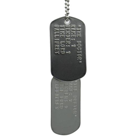 The Doctor '?' Dog Tags - Costume Cosplay Prop Replica Military - Stainless Steel Chains Included - TheDogTagCo