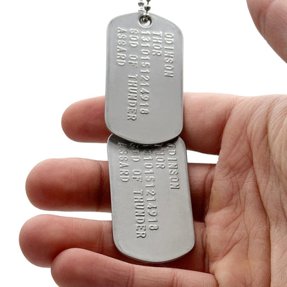 'THOR' Dog Tags - Costume Cosplay Prop Replica Military - Stainless Steel Chains Included - TheDogTagCo
